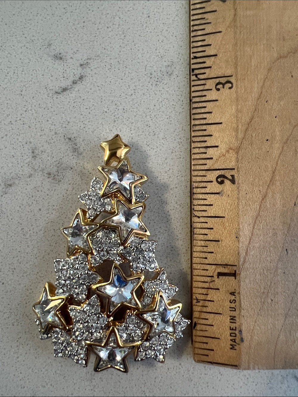 Christmas tree pin Swarovski crystals - Picture 4 of 4